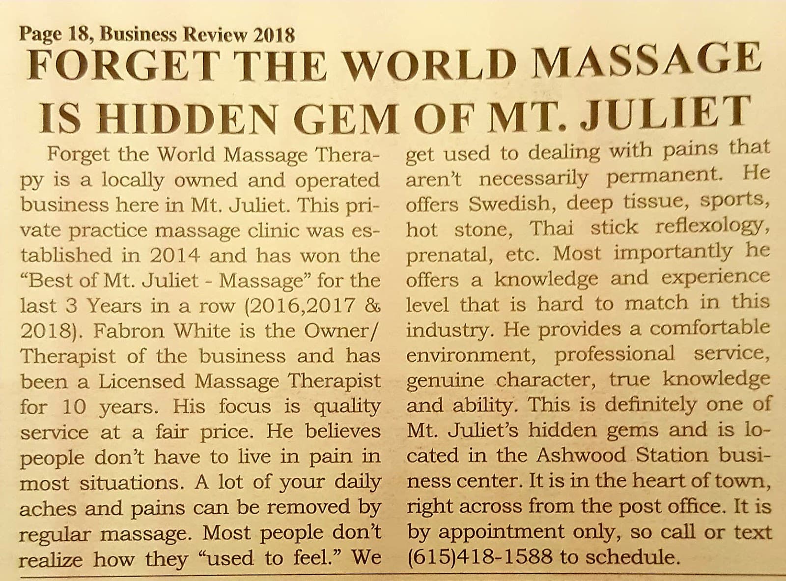 Forget the World Massage Therapy